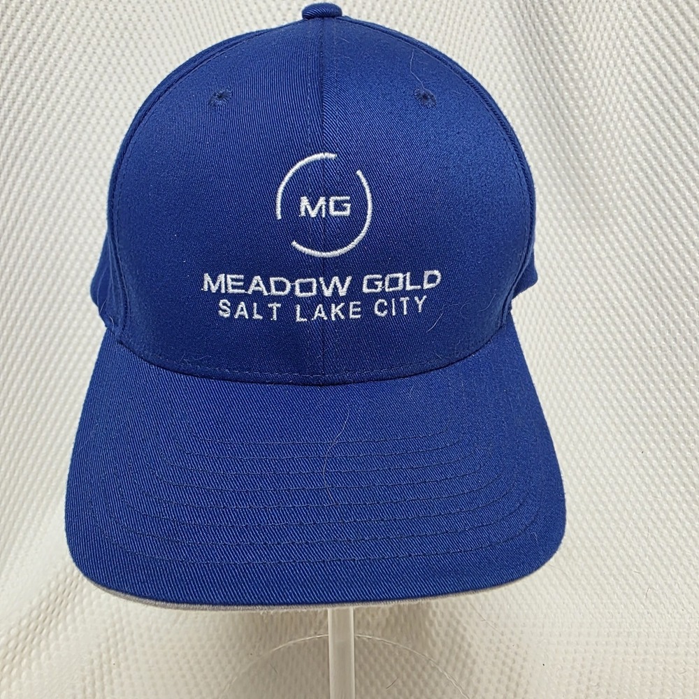 Meadow Gold SLC Utah Hat Cap Blue White Fitted Large Polyester Spandex